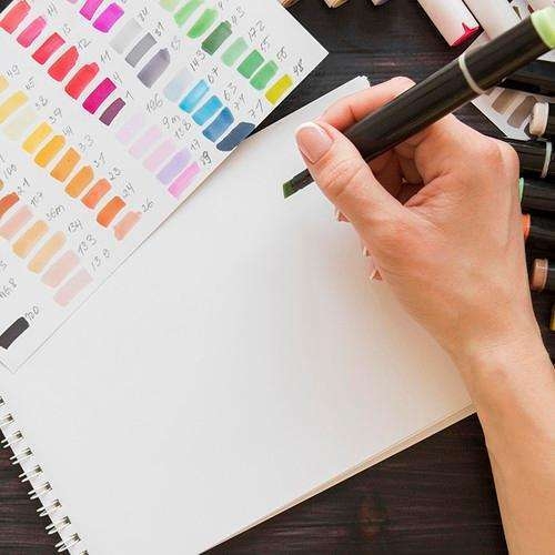 Marker Pens Double-Sided 80-Pack Multicolored with Case
