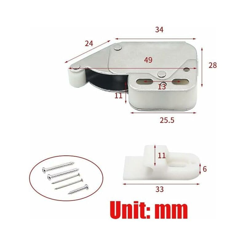 Mini Latches with Spring, Durable Metal Material, 6 Pcs, Quiet Operation, Suitable for Cabinets and Furniture