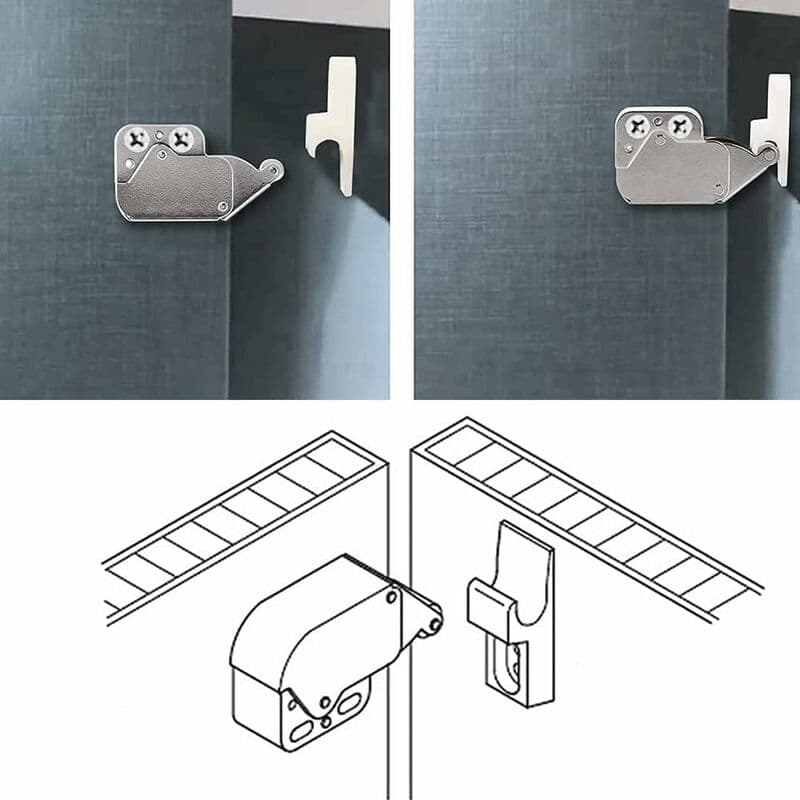 Mini Latches with Spring, Durable Metal Material, 6 Pcs, Quiet Operation, Suitable for Cabinets and Furniture