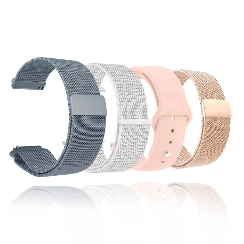 Garmin Venu SQ Compatible Metal Bracelet 18mm 20mm 22mm Silver Watch Band for Vivoactive 3 4 4s Venu 2 2s Forerunner 645 Silicone Nylon Loop