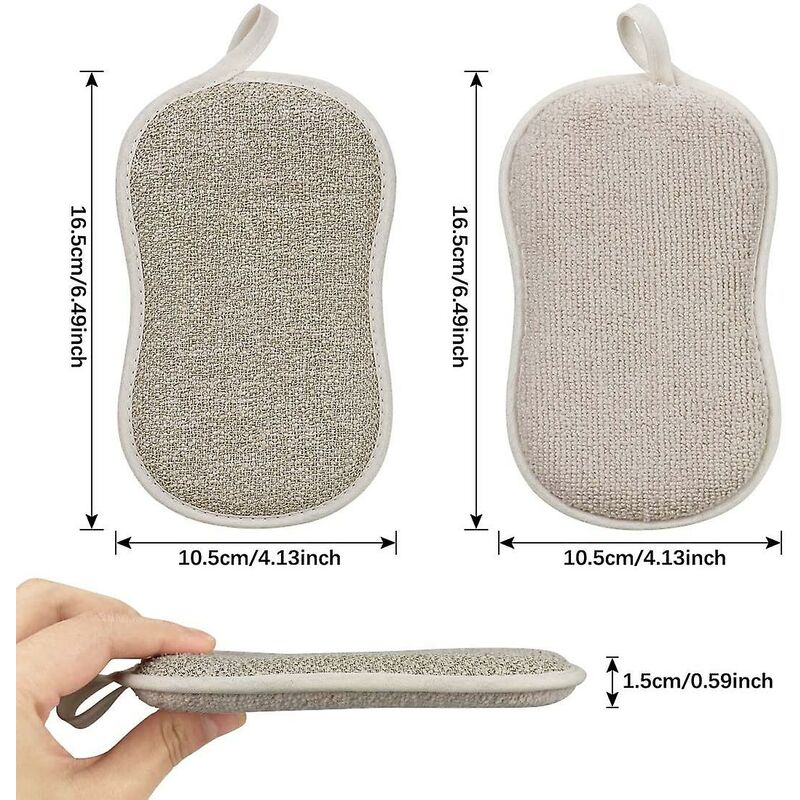 Microfiber Dish Sponges for Non-Stick Pots and Pans, Antibacterial, Reusable and Washable Scouring Pads, 4 Pack