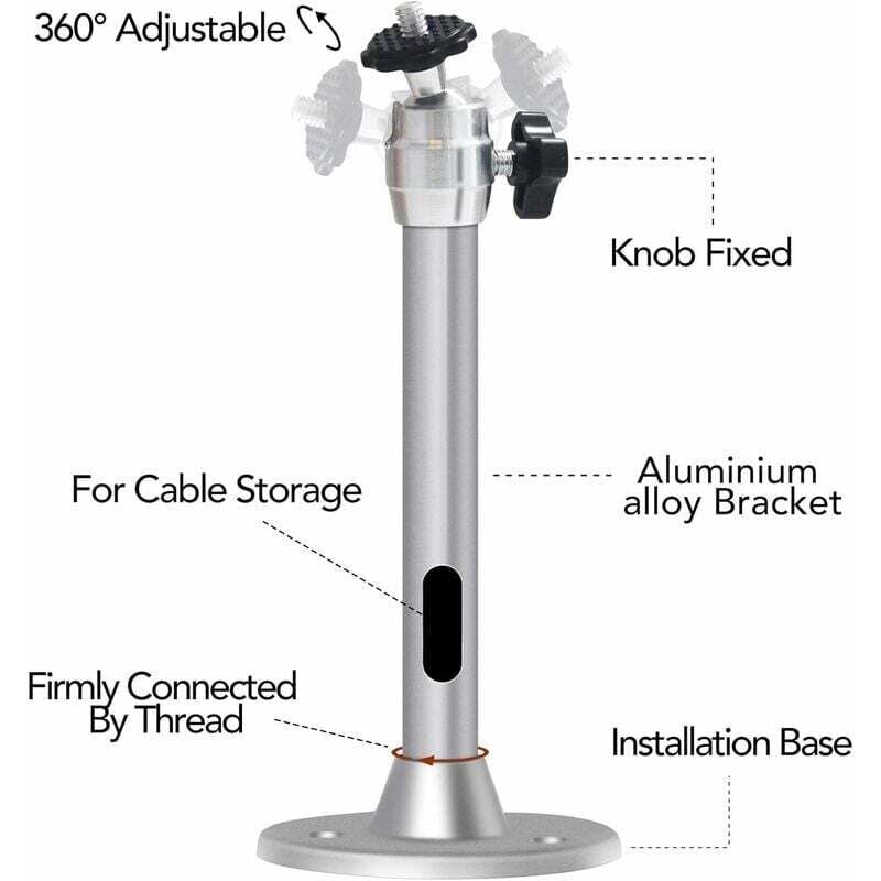 Projector Ceiling Mount for Mini Projector - Compatible with 3kg Load, 360° Rotation, 90° Tilt, Aluminum Ceiling and Wall Mount