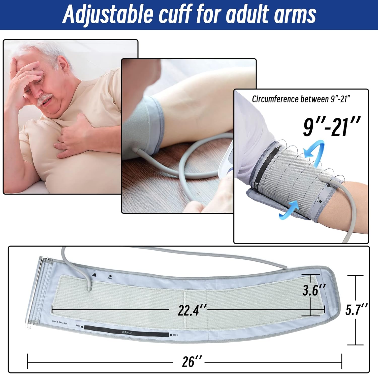 Omron Extra Large BP Cuff 22-53 cm Gray Replacement Cuff for Large ARM Compatible with Omron 9201d 21201d