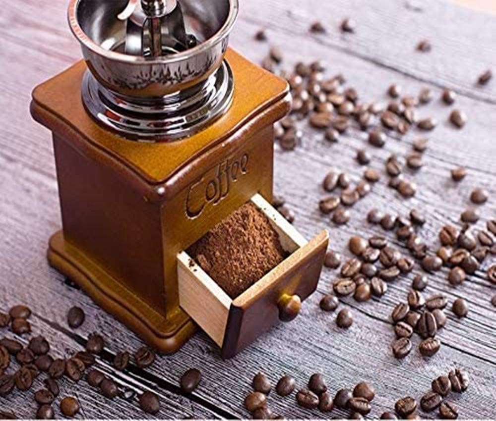 Retro Wooden Coffee Grinder Hand-Cranked Ceramic Burr Compatible with Braun Oral-B Philips