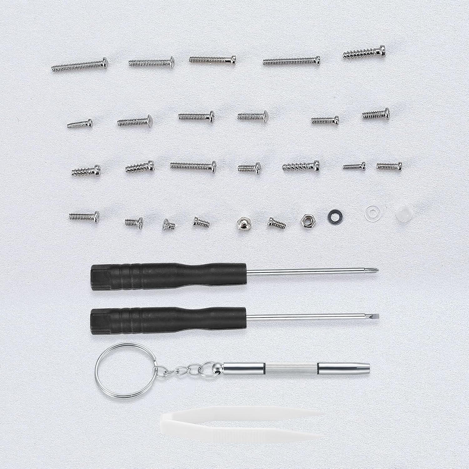 Eyeglasses Repair Kit, Sunglasses Repair Kit, Includes Glasses Screws and Screwdrivers, Glasses Nose Pads,Glasses Cloth, Tweezer, for Glasses, Sunglasses, Watch, Repair Kit - 500 Pcs