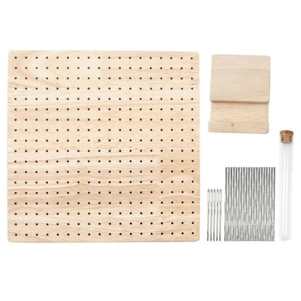 Wooden Crochet Blocking Board Precision Grid 23.5cm Knitting Mat with Bar Needles