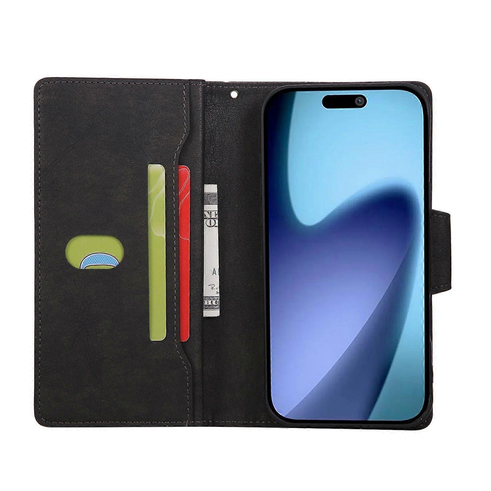 Magnetic Leather Wallet Card Holder Compatible with iPhone 17 Pro Max Black