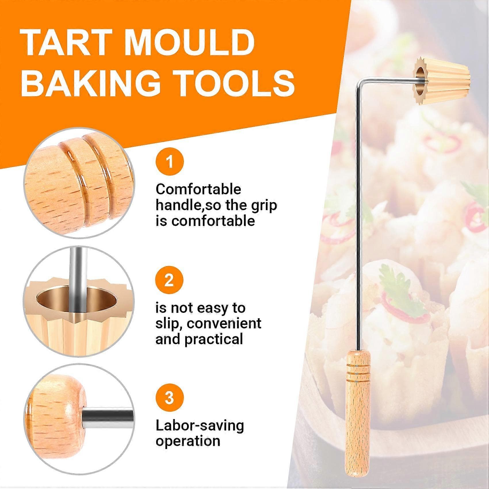 Pie Tee Maker Copper Stainless Steel Wood Comfortable Handle Gold 32.5x11cm