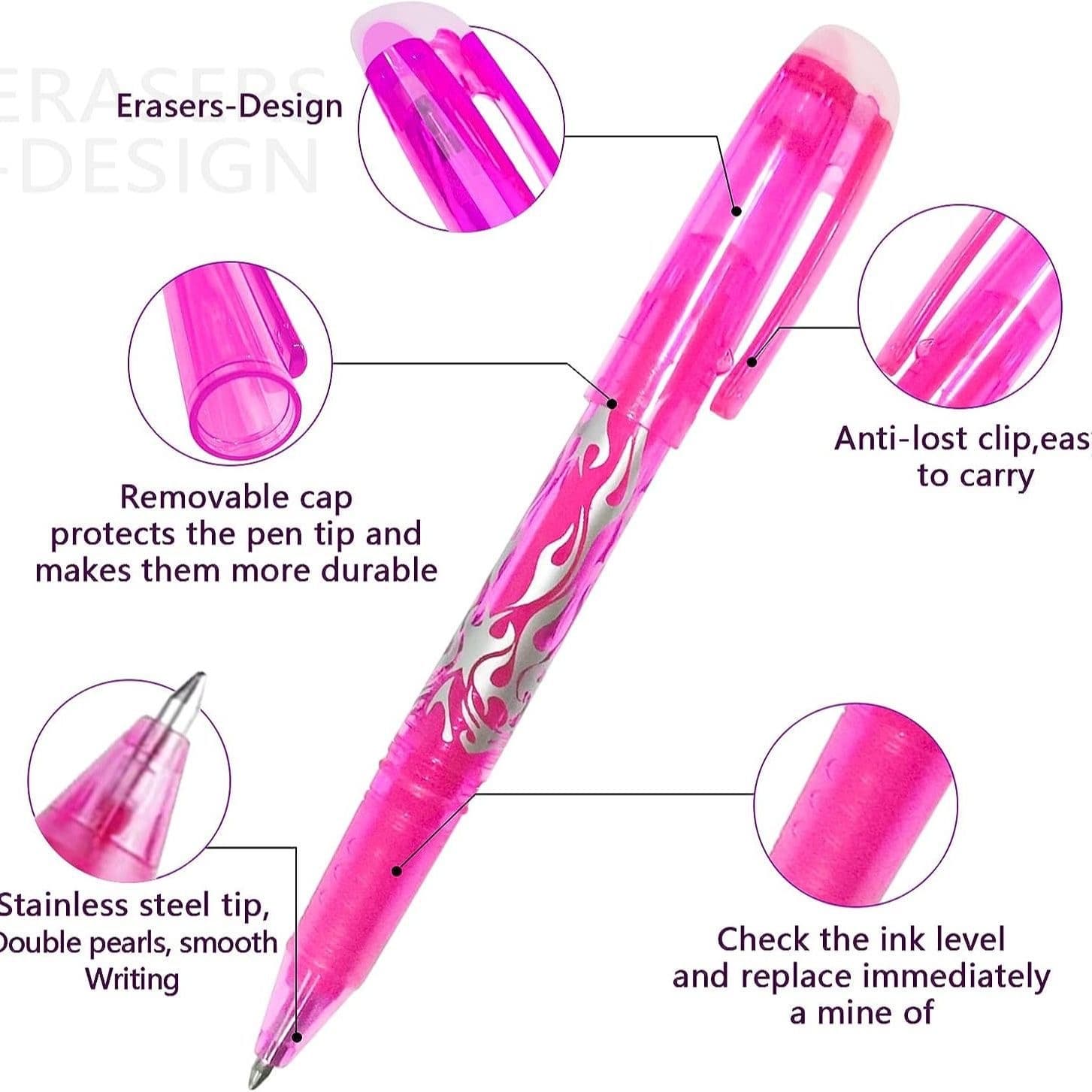 Erasable Ink Pens Erasable Gel Ink Pens 0.5 mm Multicolor 12 Pack