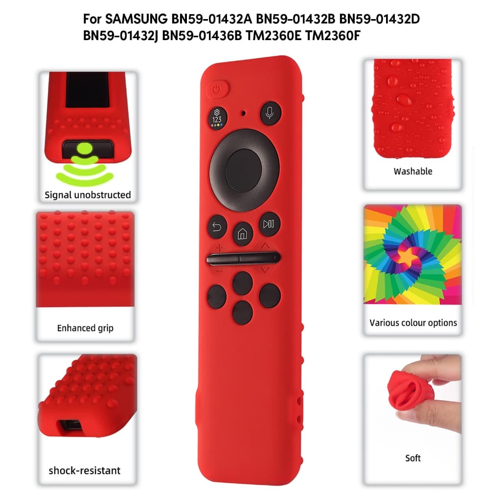 Remote Control Sleeve Shockproof Protective Cover Silicone Black Compatible with BN59-01432A