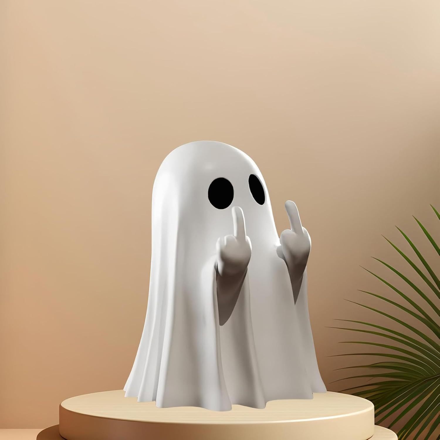 Halloween Resin Middle Finger Ghost Decorations 8CM Pink Pumpkin Ghost with Spranks for Garden and Crafts