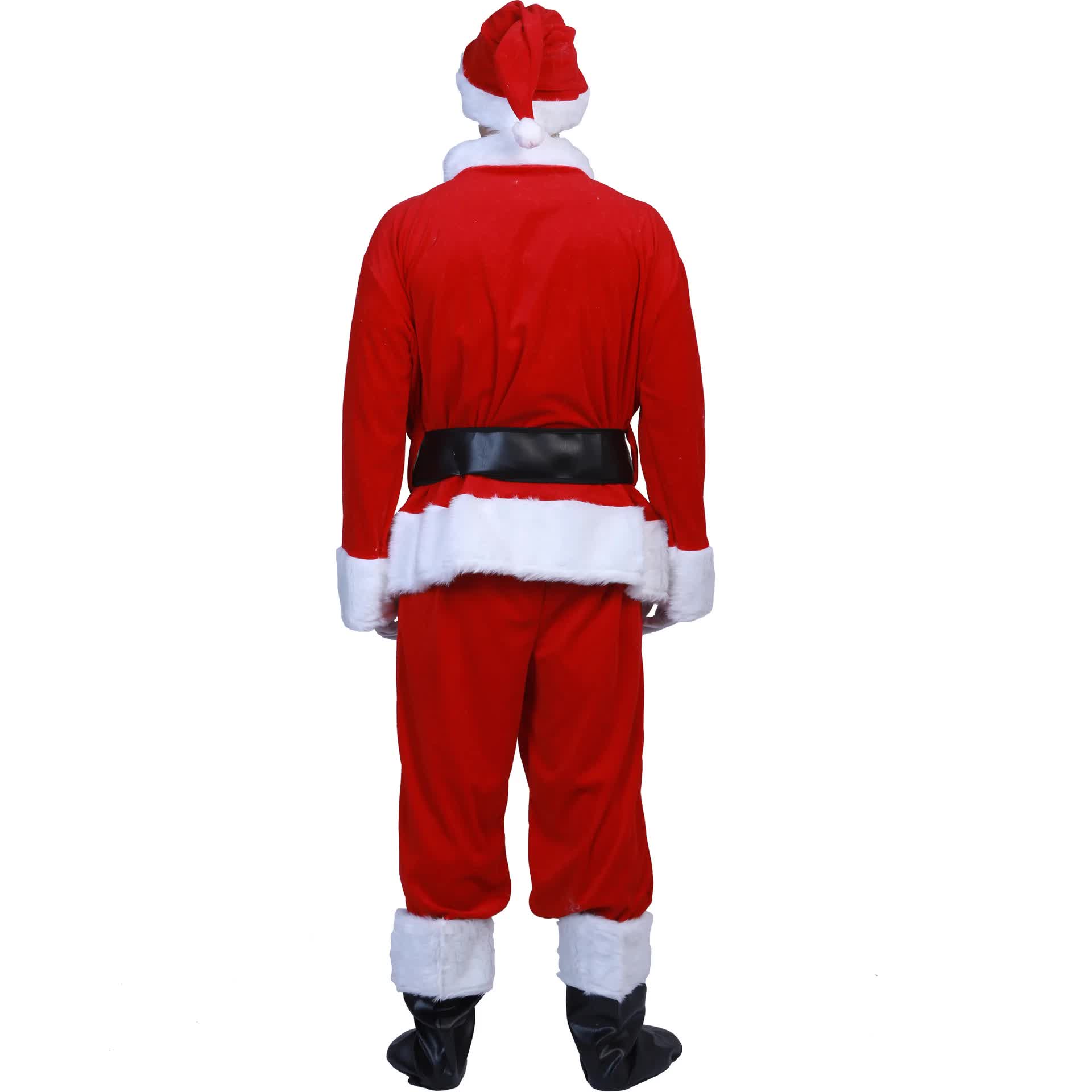Santa Claus Costume 7 Parts Complete Set for Adults Cosplay with Elf XL 180-195cm