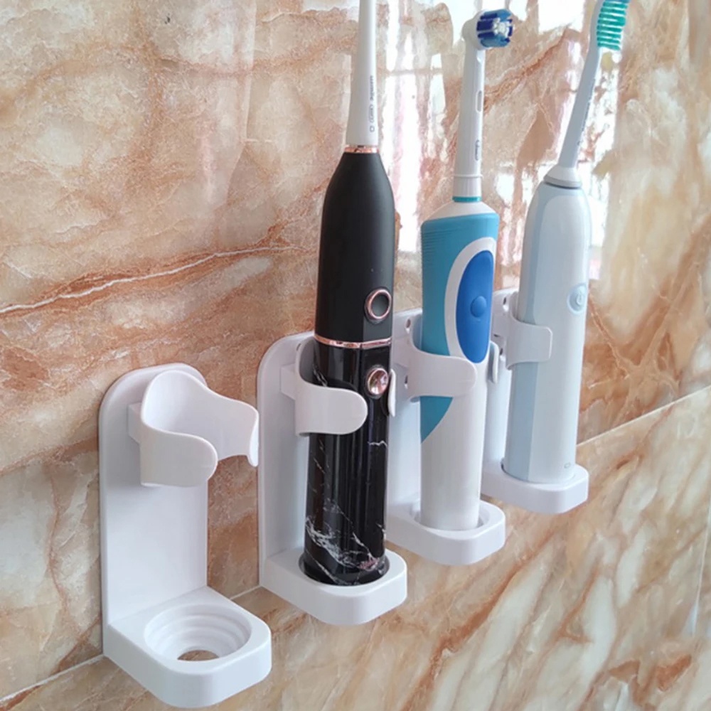 2-Pack White Wall-Mounted Toothbrush Holder Compatible with Oral-B and Braun Electric Toothbrushes