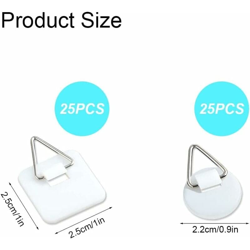 Picture Hangers 50 Pack Self-Adhesive 1 Inch Invisible Wall Hangers White