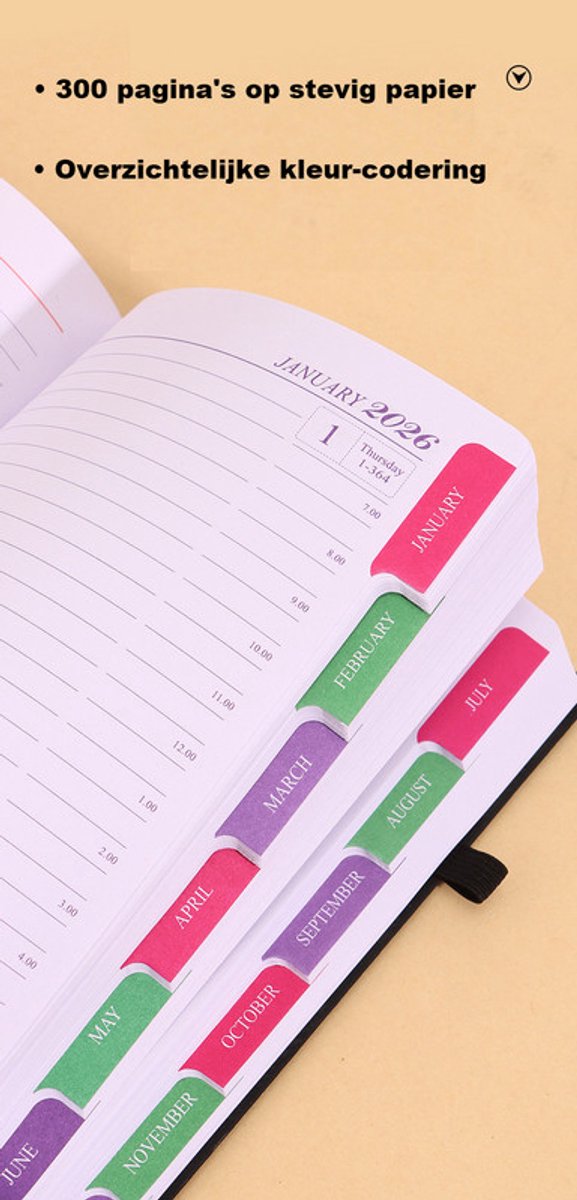 2026 Daily Planner – 2026 Adult Agenda – 1 Day on 1 Page – 365 Day Planner & Notebook – 14.0*20.8cm – Orange