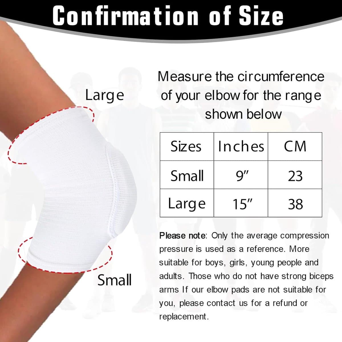 Elbow Pads Breathable Anti-Impact Sponge Arm Support White
