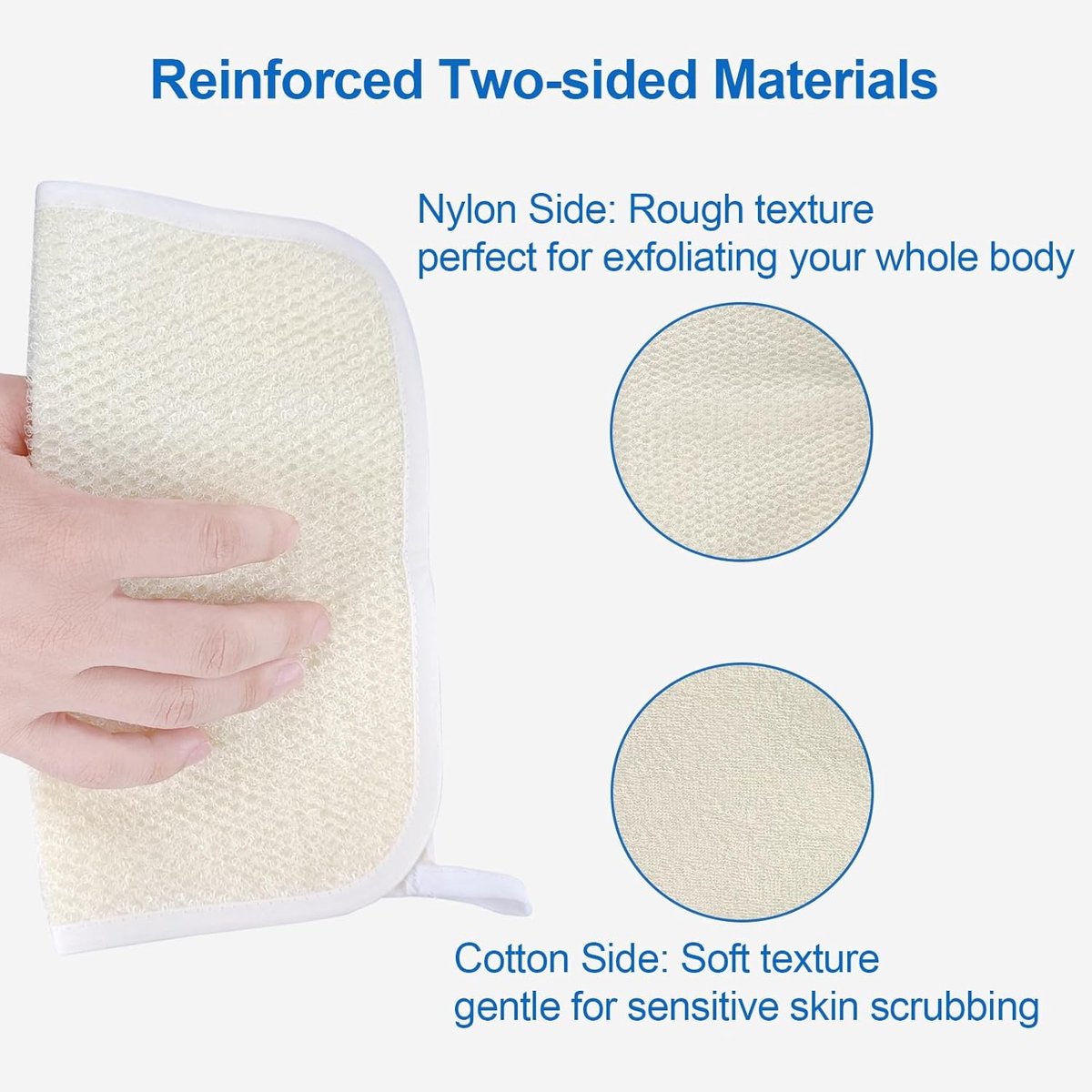3-Piece - Exfoliating Towel - Exfoliating Towel for Body and Face - Bath Towel - Double-Sided Exfoliating Bath Towel - Facial Washcloth - Nylon - Scrub Towel