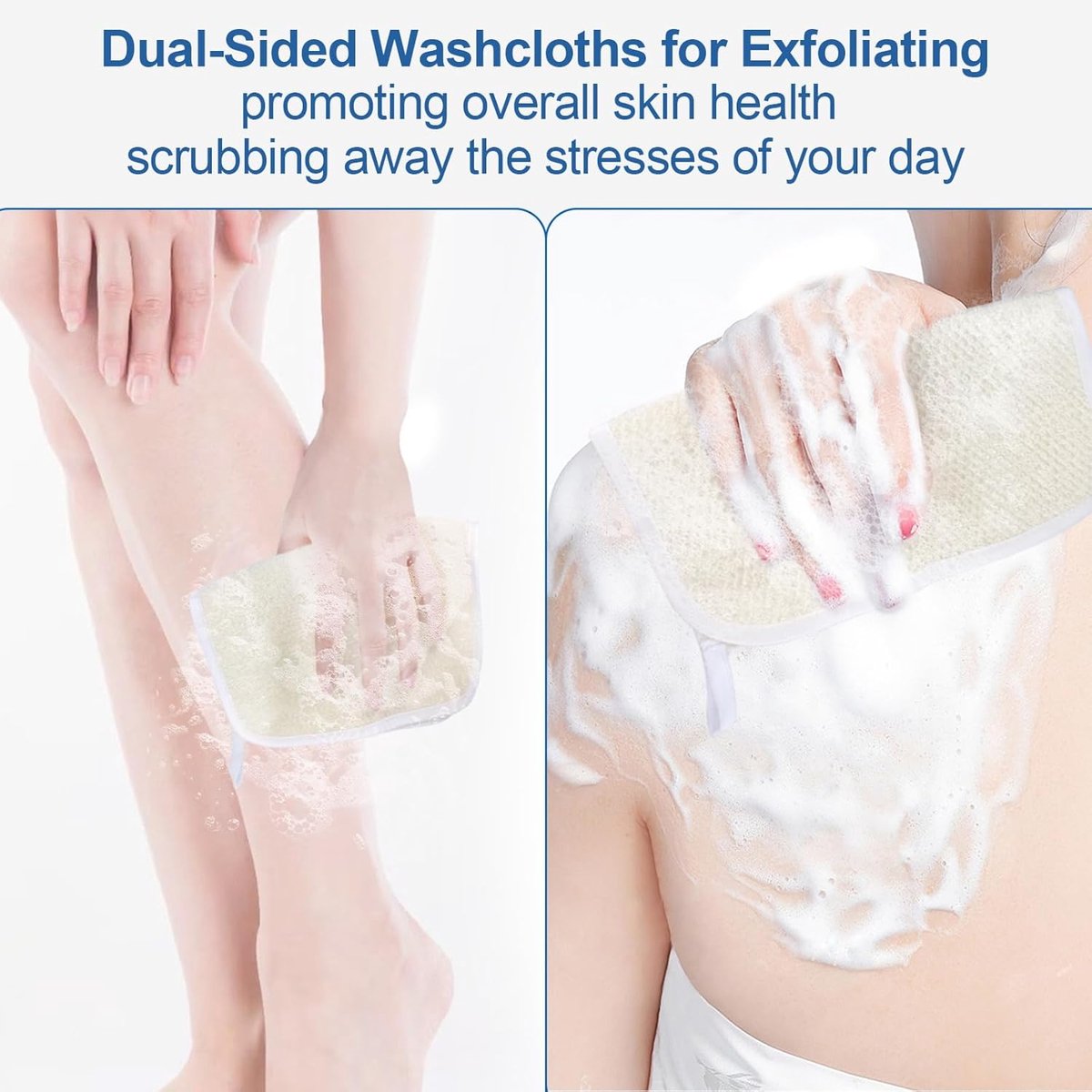 3-Piece - Exfoliating Towel - Exfoliating Towel for Body and Face - Bath Towel - Double-Sided Exfoliating Bath Towel - Facial Washcloth - Nylon - Scrub Towel