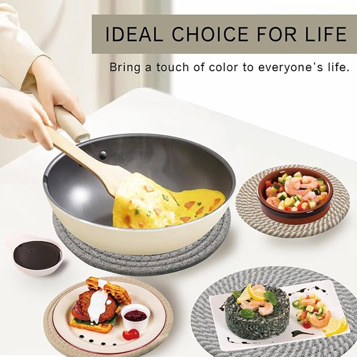 Placemats - Set of 4 - 20cm Placemats - Round Placemats - Heat Resistant Coasters - Washable - Suitable for kitchen tables and family dining rooms