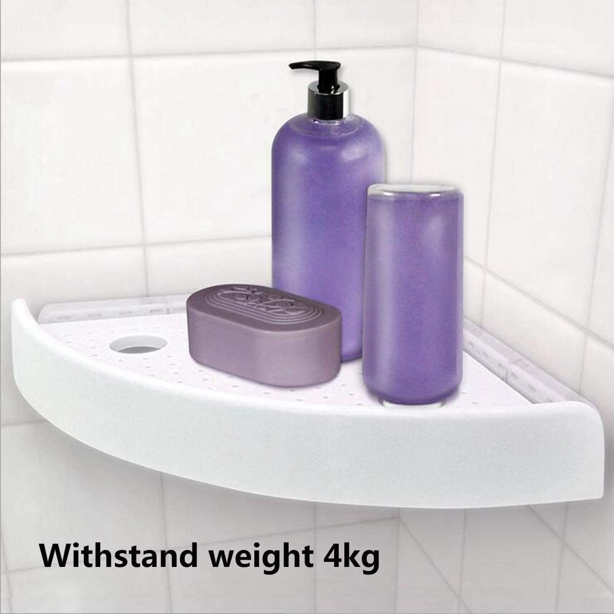Triangular Shelf - Storage Rack - Bathroom Corner Shelf Triangular Handle Wall Mounting Bracket - Suitable for Kitchen and Bathroom Strong Suction Wall Mounted Shelf Storage Basket (No Drilling Required)