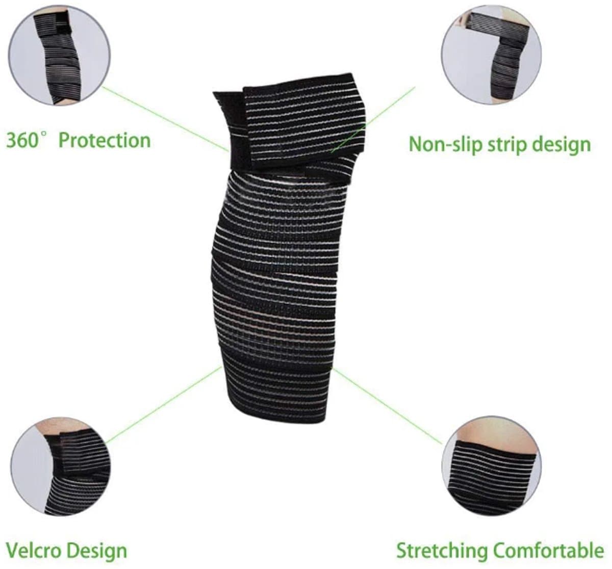 Elastic Knee Brace - Suitable for the Legs - Ideal for Sports Such as Squats, Basketball, Running, Tennis and Football (Black - 1 Piece)