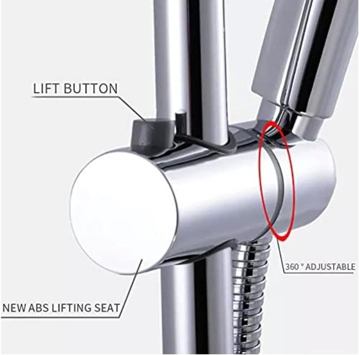 Shower Rod Slide Rail - 24mm Diameter - Handheld Shower Head Holder - Adjustable - ABS Material - Handheld Shower Head - Shower Head - Shower Head Holder - Handheld Shower Head Holder - Shower - Bathroom - Silver - Universal - Suitable for shower rod
