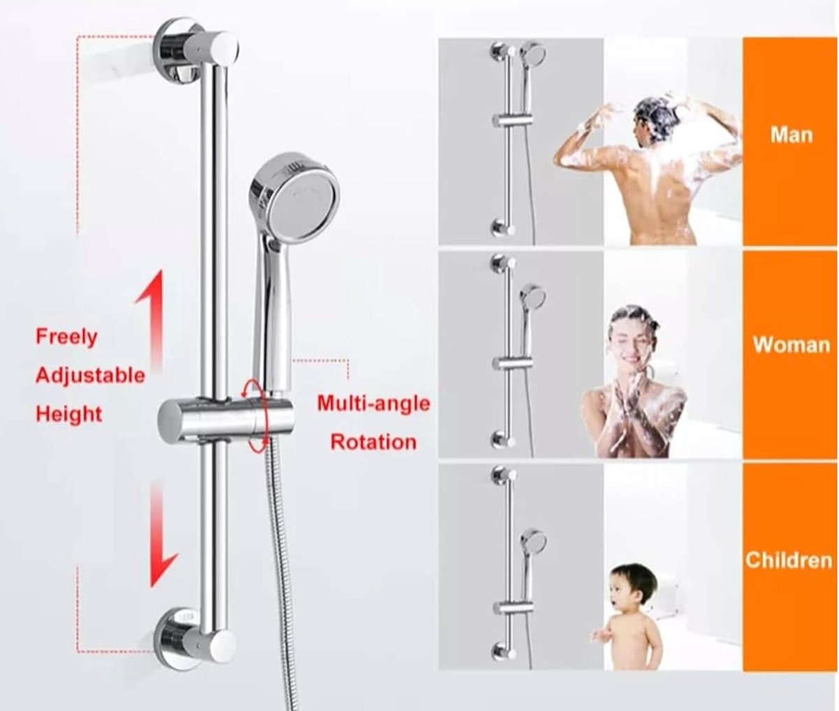 Shower Rod Slide Rail - 24mm Diameter - Handheld Shower Head Holder - Adjustable - ABS Material - Handheld Shower Head - Shower Head - Shower Head Holder - Handheld Shower Head Holder - Shower - Bathroom - Silver - Universal - Suitable for shower rod
