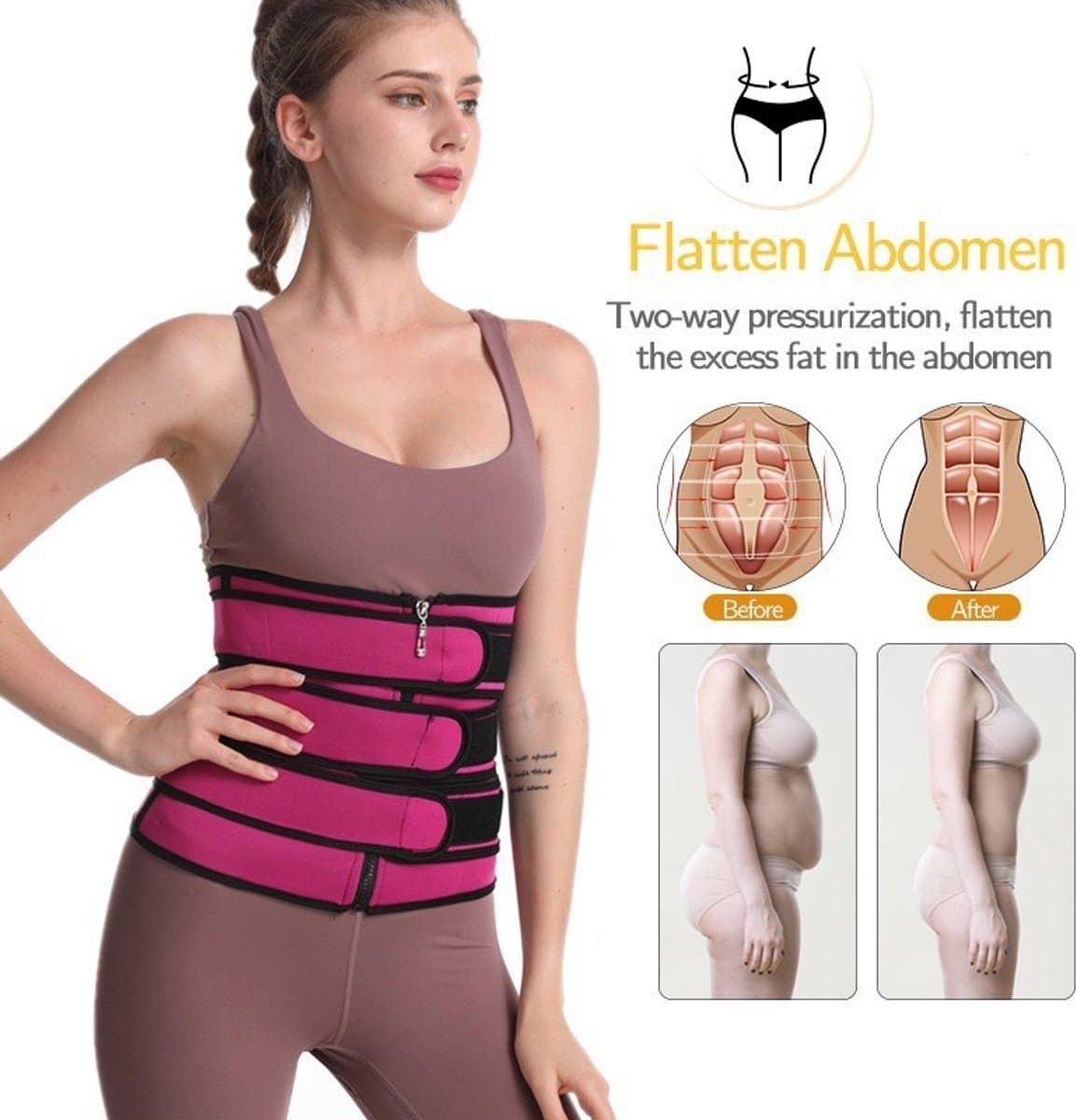 Waist Trainer Sweat Reducer Training Belt Adjustable 3-Row Closure Breathable Material Extended Sizes Gray L