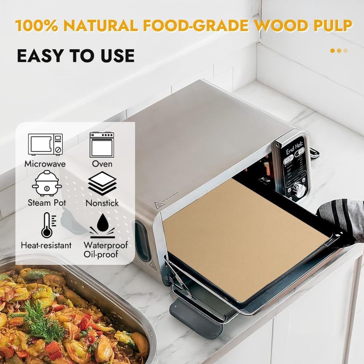 Baking Paper - 12-inch Airfryer Baking Paper - 200 Sheets - Disposable Airfryer Liner - Oven Accessory with Hinged Lid