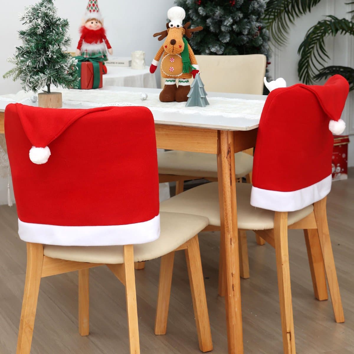 Chair Covers Christmas Red Velvet 4 Piece Santa Hat Design