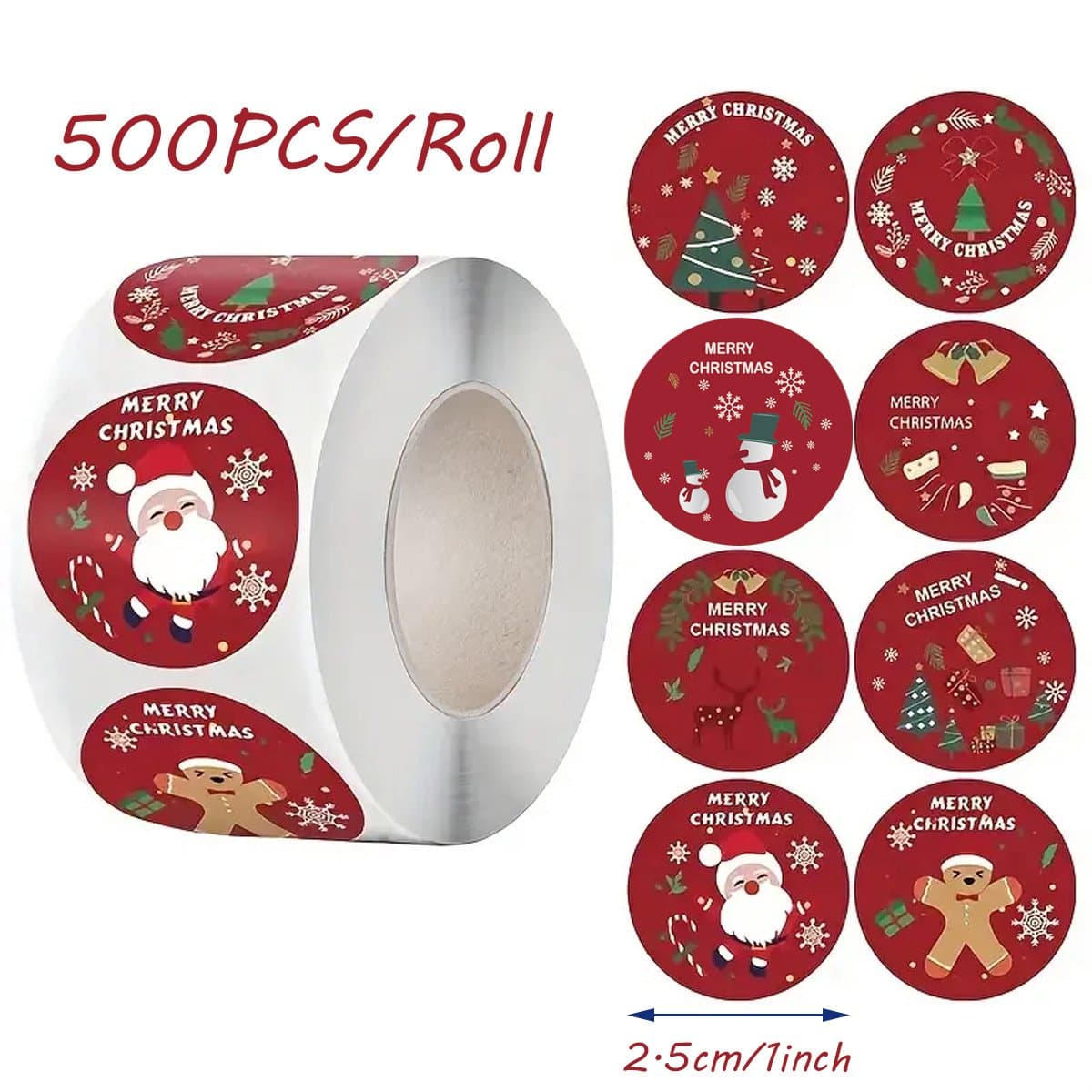 Stickers Christmas Stickers Cartoon Stickers 2 Rolls Red