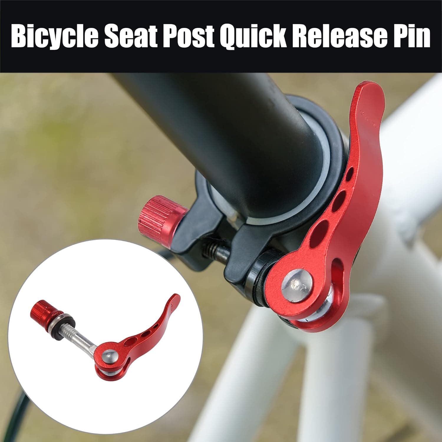 Aluminium Alloy Bicycle Seat Post Quick Release Pin 65mm Red 2pcs
