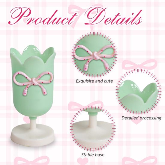 Tulip-shaped pen holder - pen rack - creative desk decoration - refined (Green)