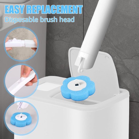 36 Piece Toilet Brush Replacement Heads - With Cleaning Solution & Fragrance - 360° Deep Cleaning - For Hard-to-Reach Corners