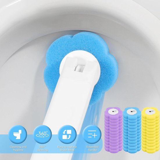 36 Piece Toilet Brush Replacement Heads - With Cleaning Solution & Fragrance - 360° Deep Cleaning - For Hard-to-Reach Corners