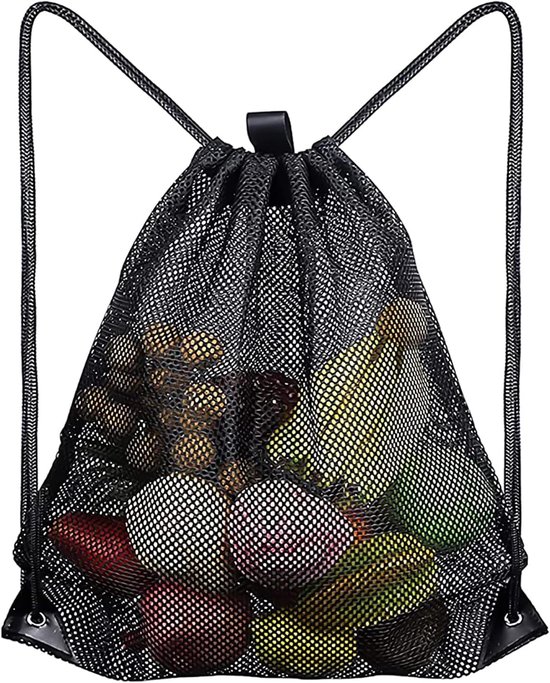 Black Sports Bag - 40*45cm - Mesh - Drawstring - Suitable for fitness, sports, swimming, diving, travel, yoga, dancing, camping, hiking