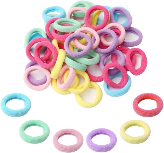 50-pack baby hair ties - multiple colors available - elastic mini hair ties - ponytail headbands - hair accessories for girls and children