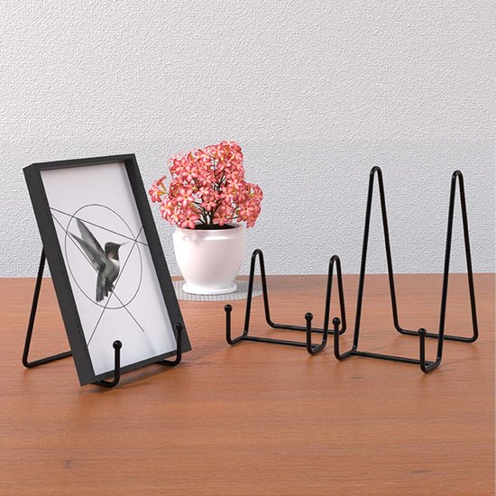 6 Inch Black Metal Display Stands - 3-Pack for Photos, Books & Art - Sturdy Metal Design