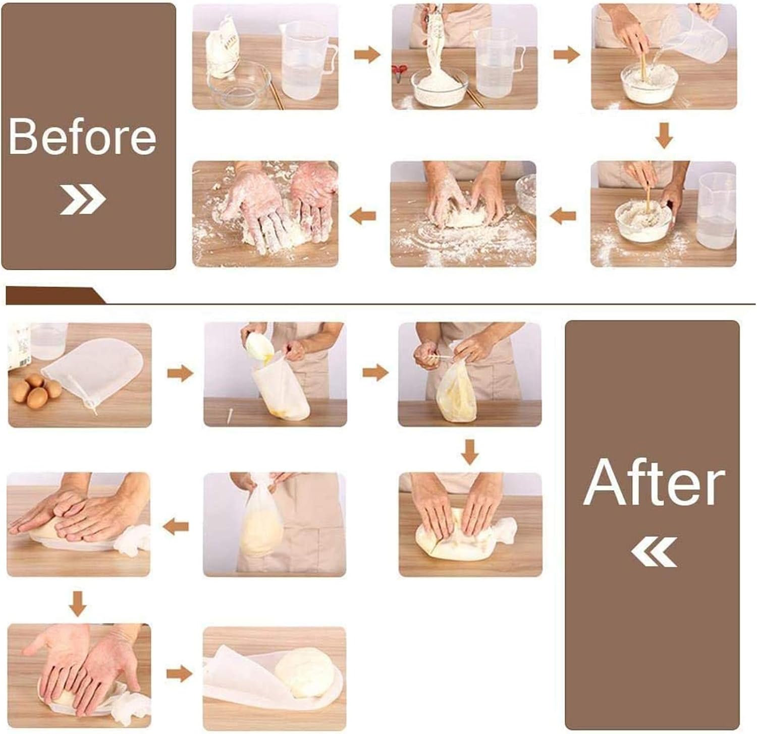 Silicone Kneading Bags, Non-Stick Kneading Bags, Dough Bags, Mixing Bags, Baking Tools, Kitchen Supplies for Making Pastry, Bread, Pizza