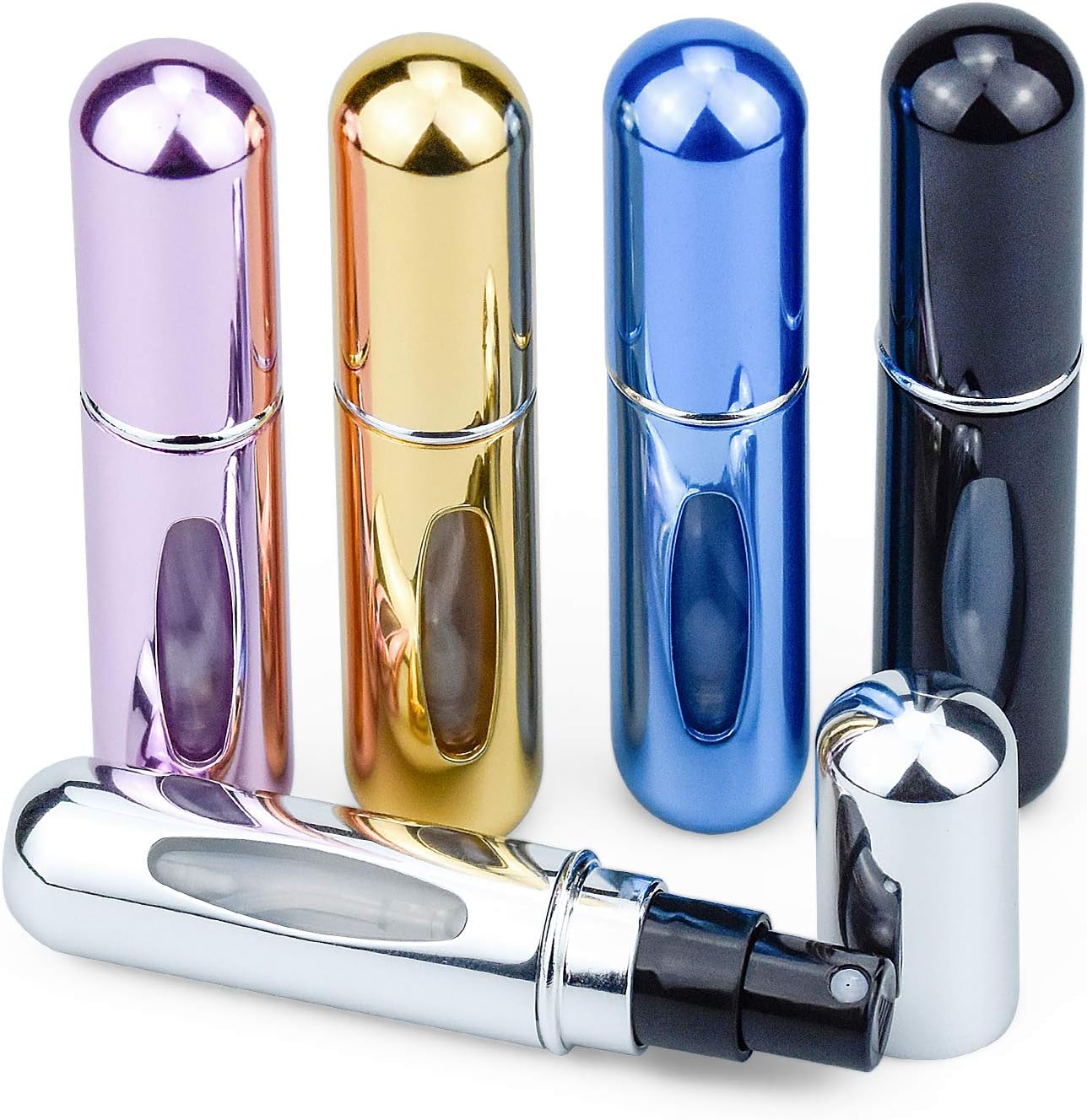 Perfume Spray Bottle 5ml - Mini Travel Atomizer Bottle - Empty Atomizer Bottle with Filling Opening - With Viewing Window - Wallet-Friendly Essential Oil Toner Aftershave - Pack of 5