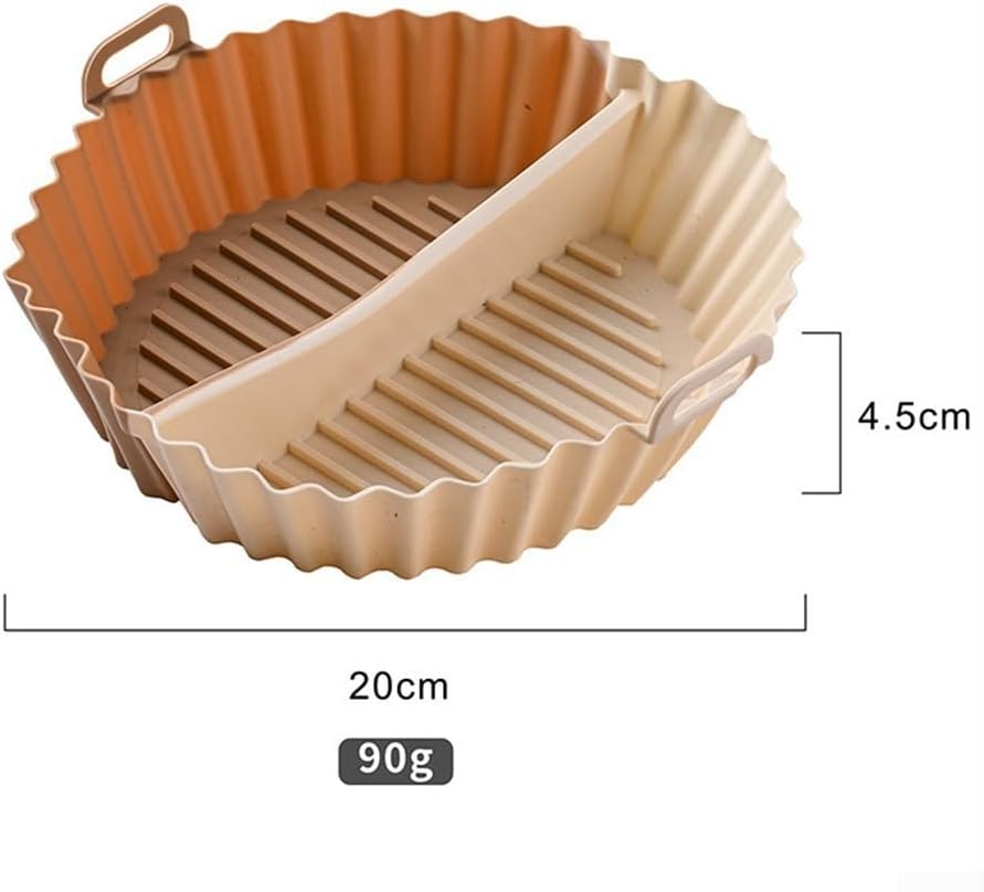2 Pack Divided Silicone Air Fryer Liners, Non-Stick Reusable Baking Baskets for Oven and Air Fryer, Off White, 20 x 20 x 4.5 cm