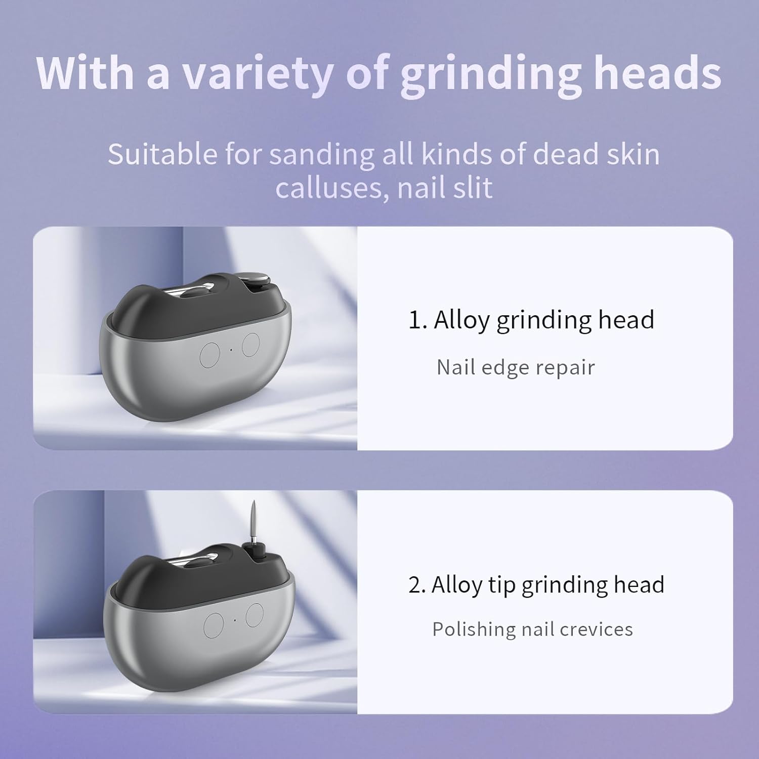 Electric Nail Clipper with LED Light for Seniors and Thick Nails, Automatic Fingernail Trimmer for Safe, Easy Home Nail Care, Grey
