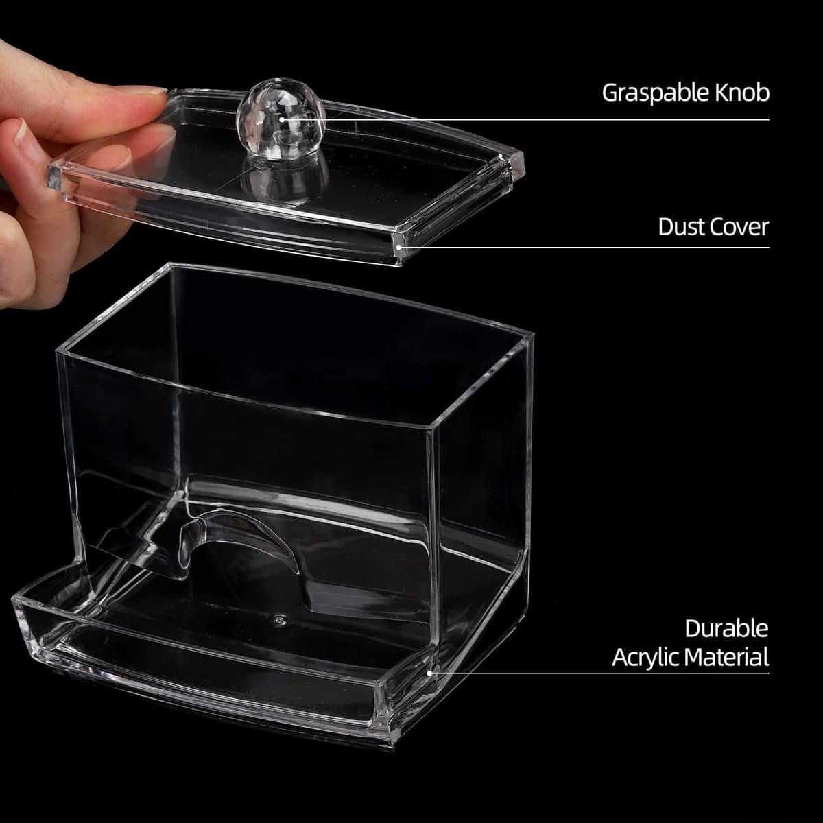 Cotton Swab Holder Dispenser Large Transparent Bathroom Storage Organizer