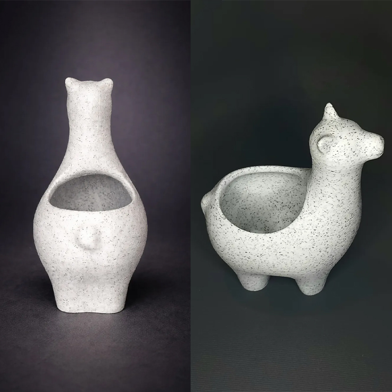 Interesting marble-colored alpaca planter, suitable for planting succulents, cacti, and small indoor plants; a versatile planter for both indoor and outdoor use.
