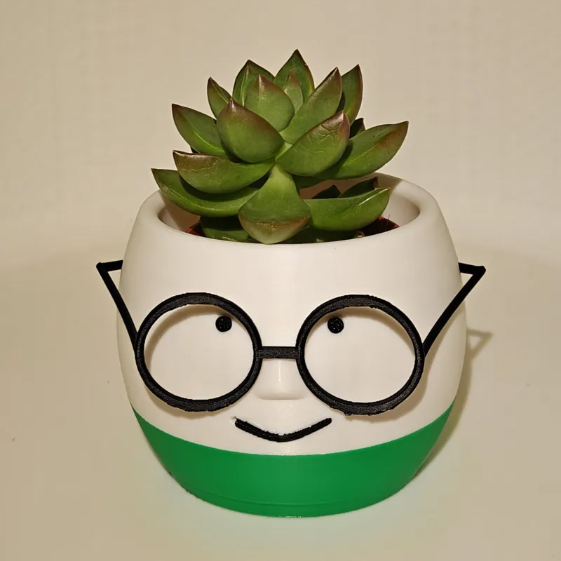 Simple and adorable 3D printed glass flower pots—use them to decorate your home! White and red, single piece.