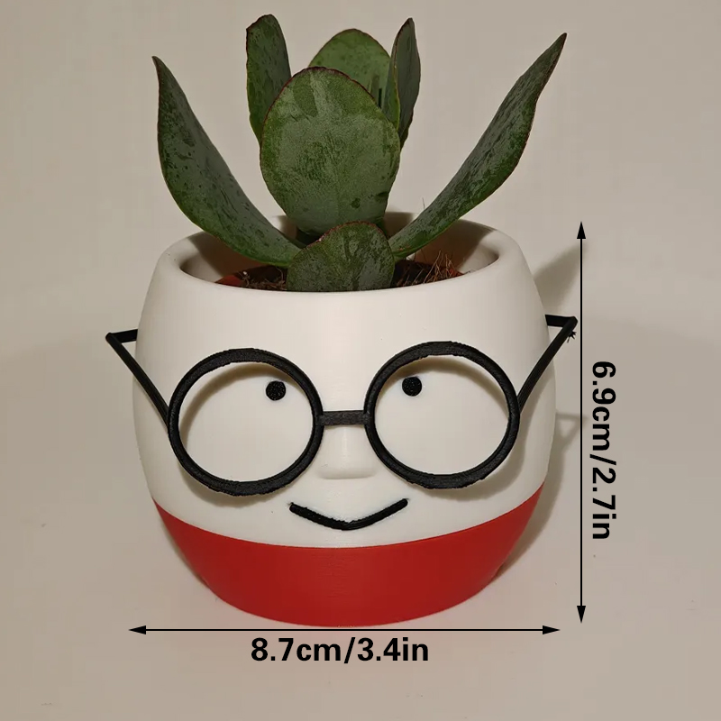 Simple and adorable 3D printed glass flower pots—use them to decorate your home! White and red, single piece.