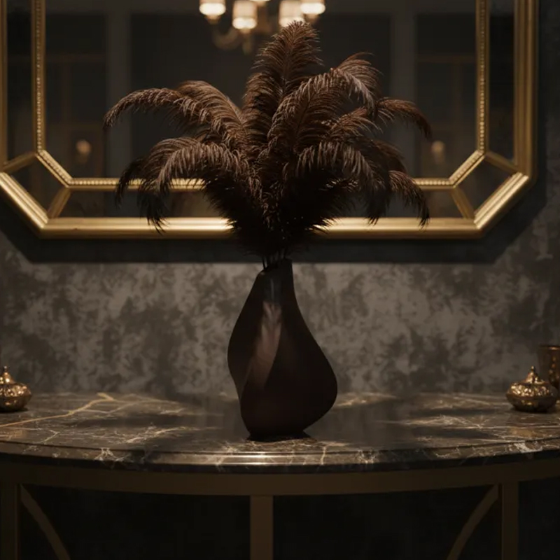 3D-printed sculpture of a contemplative vase,black