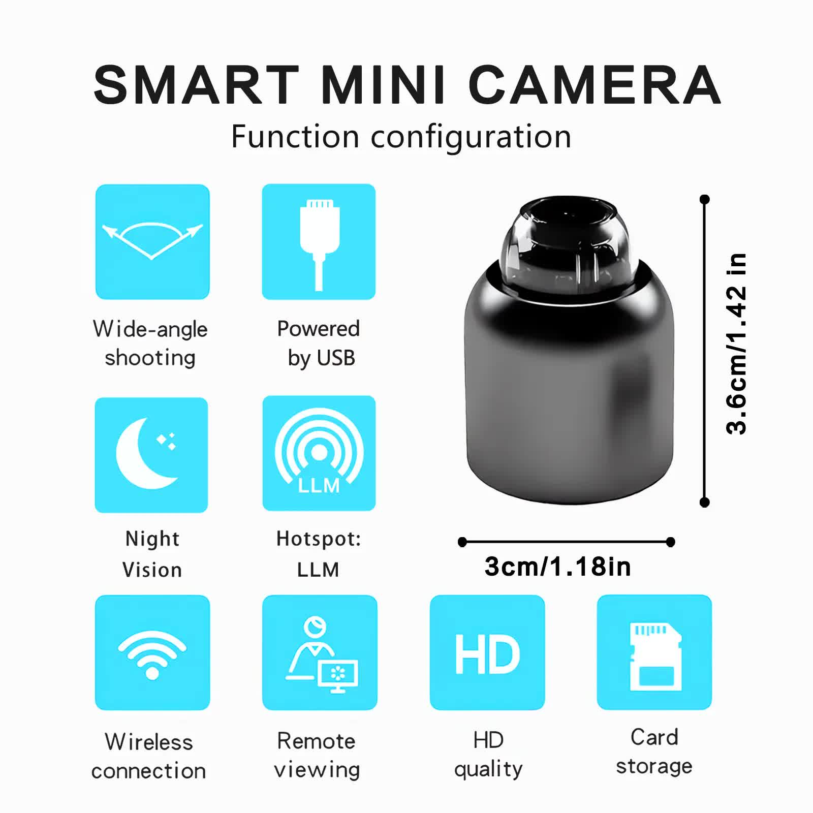3pcs Mini Wireless Surveillance Camera with 2.4G WiFi, HD 1080P, Supports 64GB Cards, Night Vision, Audio, USB Power, Remote View, Wide-angle, Easy To Carry, for Home, Pet, Bedroom, Black Fridays.（Optional monitoring card set）