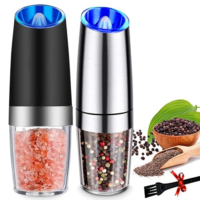 silver Gravity - sensing, grind with tilting —— Intelligent Pepper Grinder, adjust grind fineness freely for seasoning