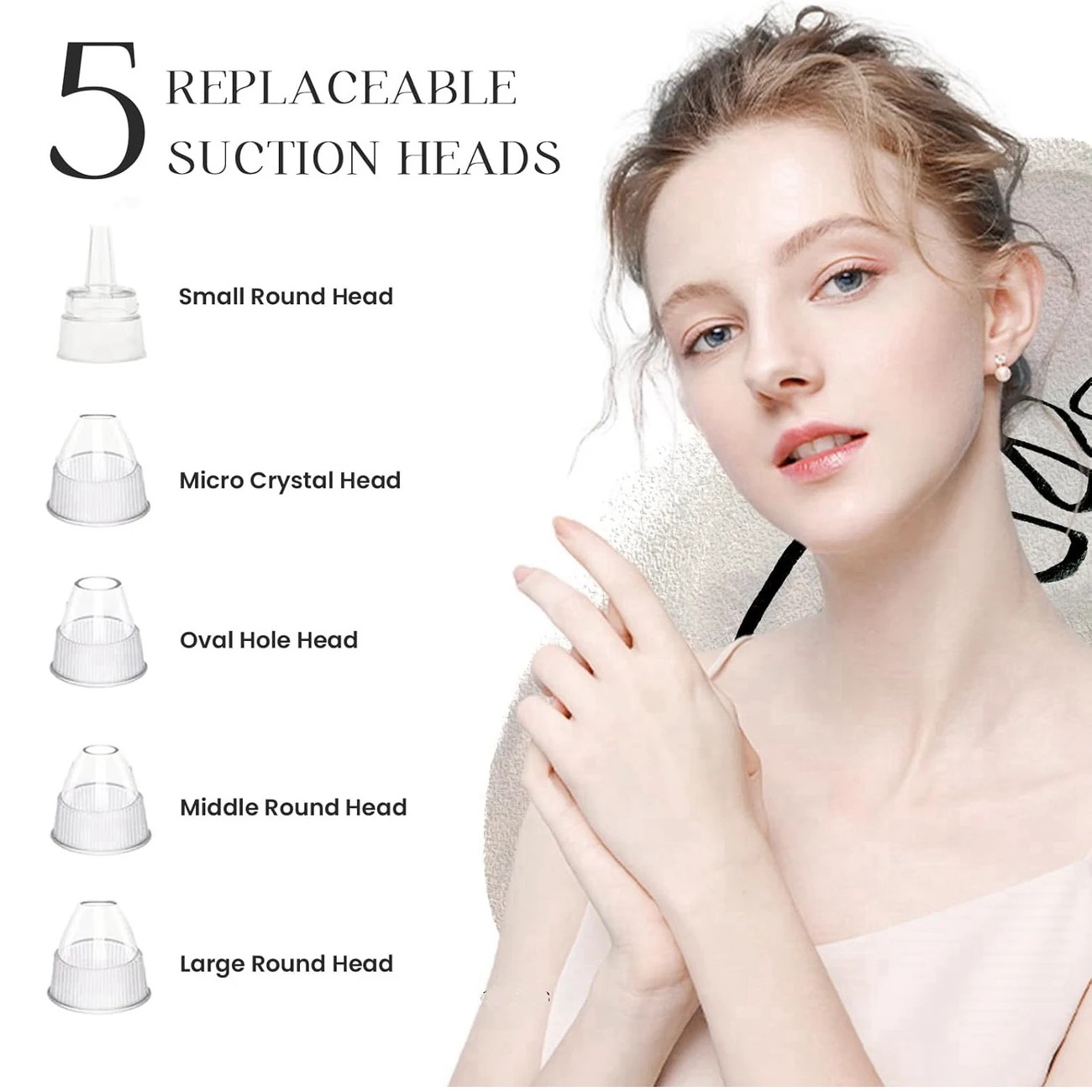 Blackhead Cleansing Device: 5 Nozzles for Full Face, 3 Suction Levels for Targeted Cleansing